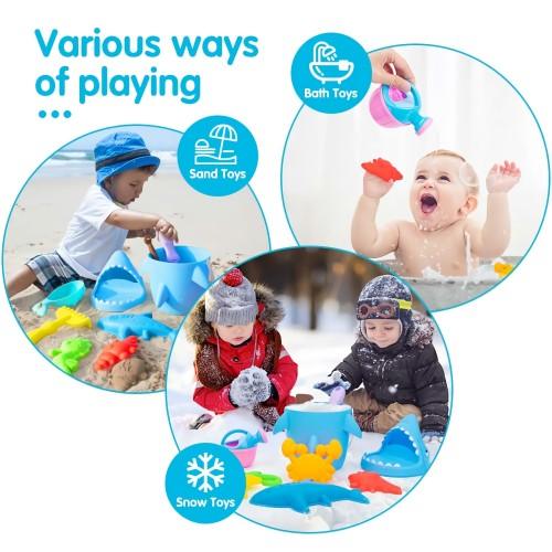 14PCS Sand Toys Beach Set Toy Shark Bucket Pail with Sand Filter for Children Kids Outdoor Play - Toytexx 14PCS Sand Toys Beach Set Toy Shark Bucket Pail with Sand Filter for Children Kids Outdoor Play - Toytexx
